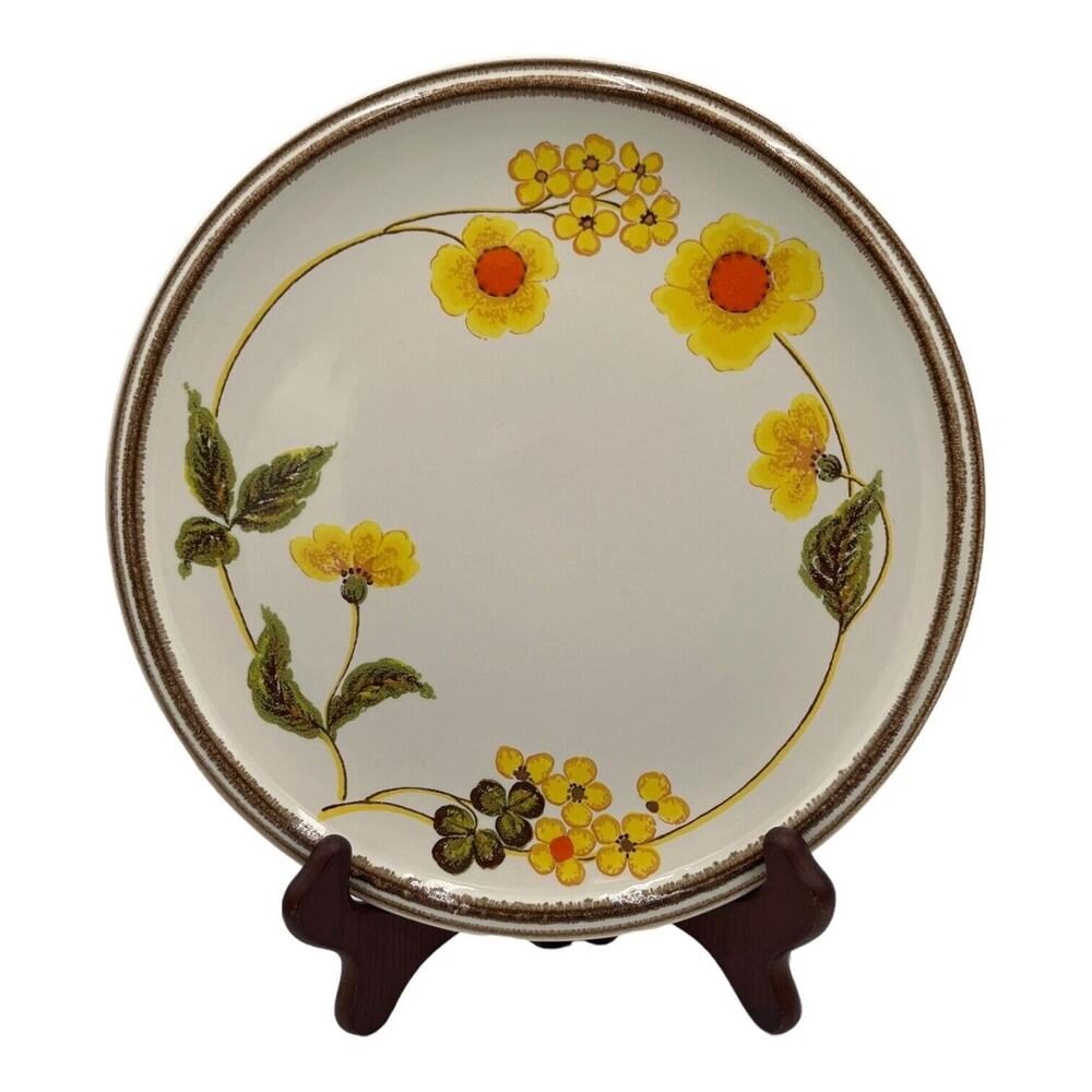 Mikasa Vintage 12" Dinner Plate Sunny Corner D8002 Japan Yellow Flowers EUC